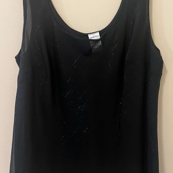 Cabernet Tops - Black Sleeveless Chiffon Blouse Metallic Stripe Flowy Dressy Top Size L